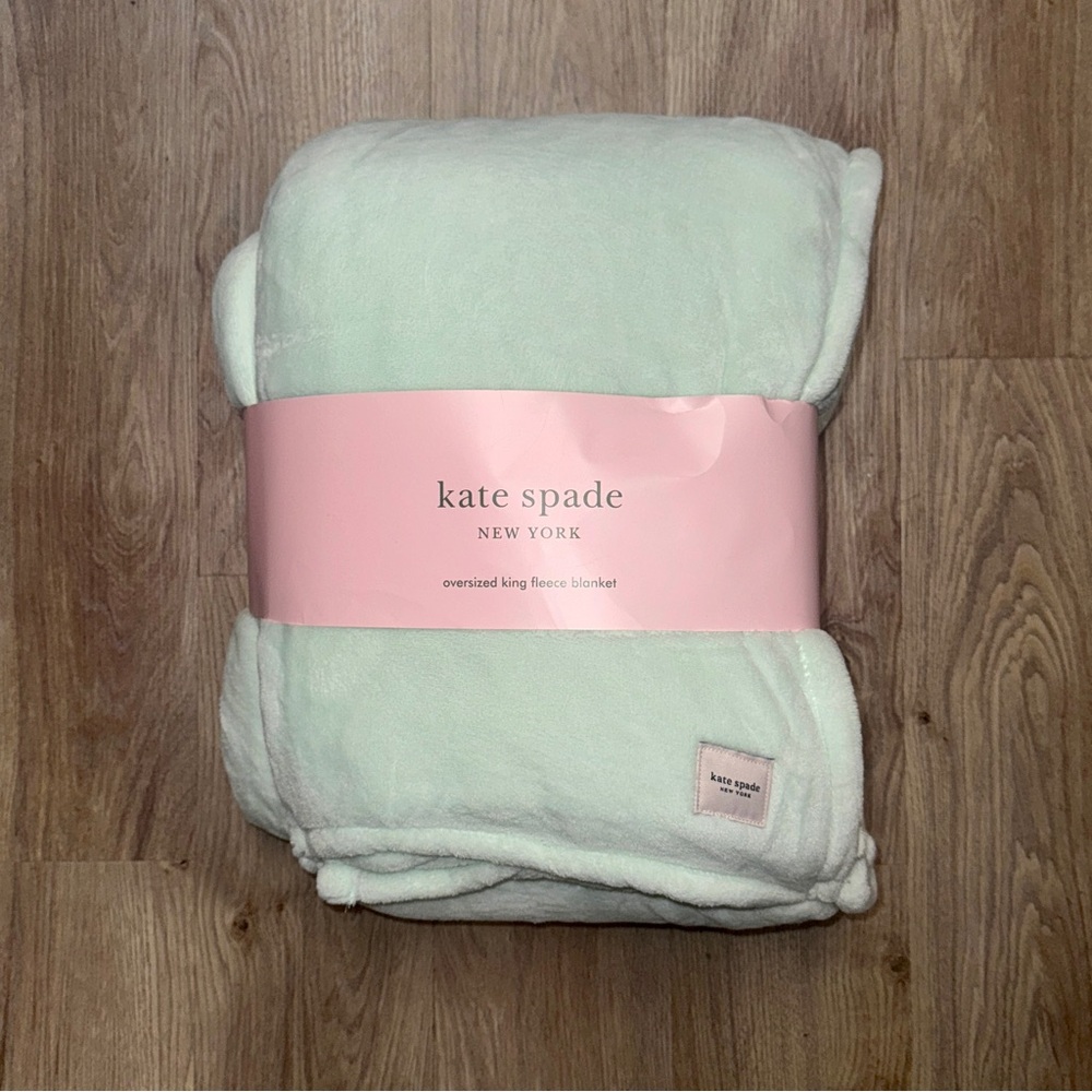Kate Spade King Mint Green Fleece Blanket Throw Pastel Baby Soft Oversized